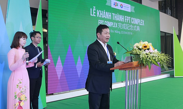 FPT Chairman Mr. Truong Gia Binh speaking at FPT Complex Opening Ceremony